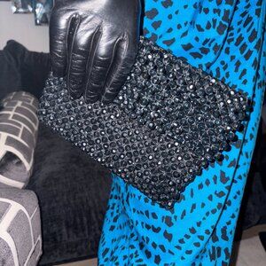 Vintage Black Beaded Clutch